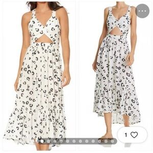 Dolce Vita White and Black Leopard Print Midi Dress